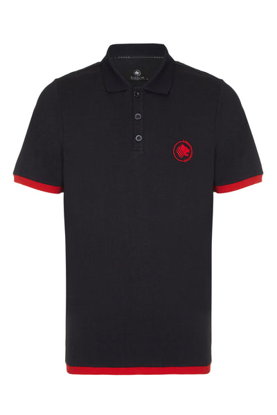WEEKENDER PIQUE CONTRAST POLO SHIRT - BLACK / RED